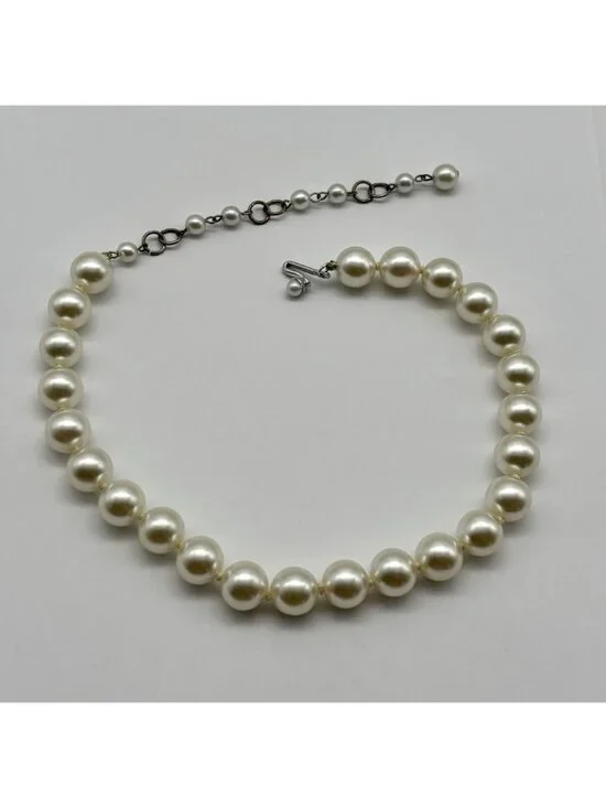 Vintage 12mm Faux Pearl Necklace/Choker Adjustable Length Marked "Japan" on Hook - Picture 9 of 14